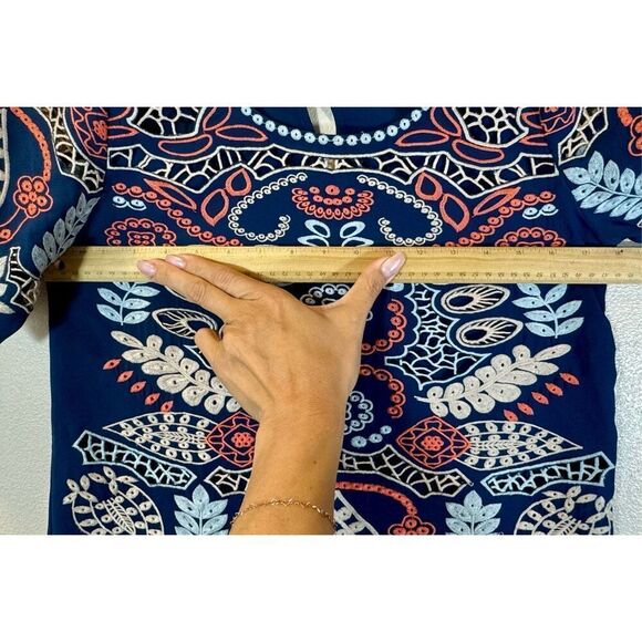 NWOT JOA Los Angeles Blue Colorful Cutout Embroidered Top Women's Small - Picture 7 of 8